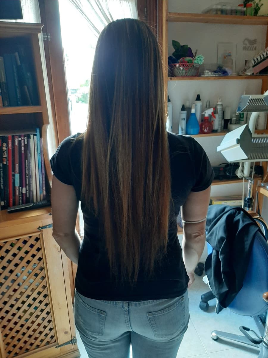 Pelo largo liso con reflejos